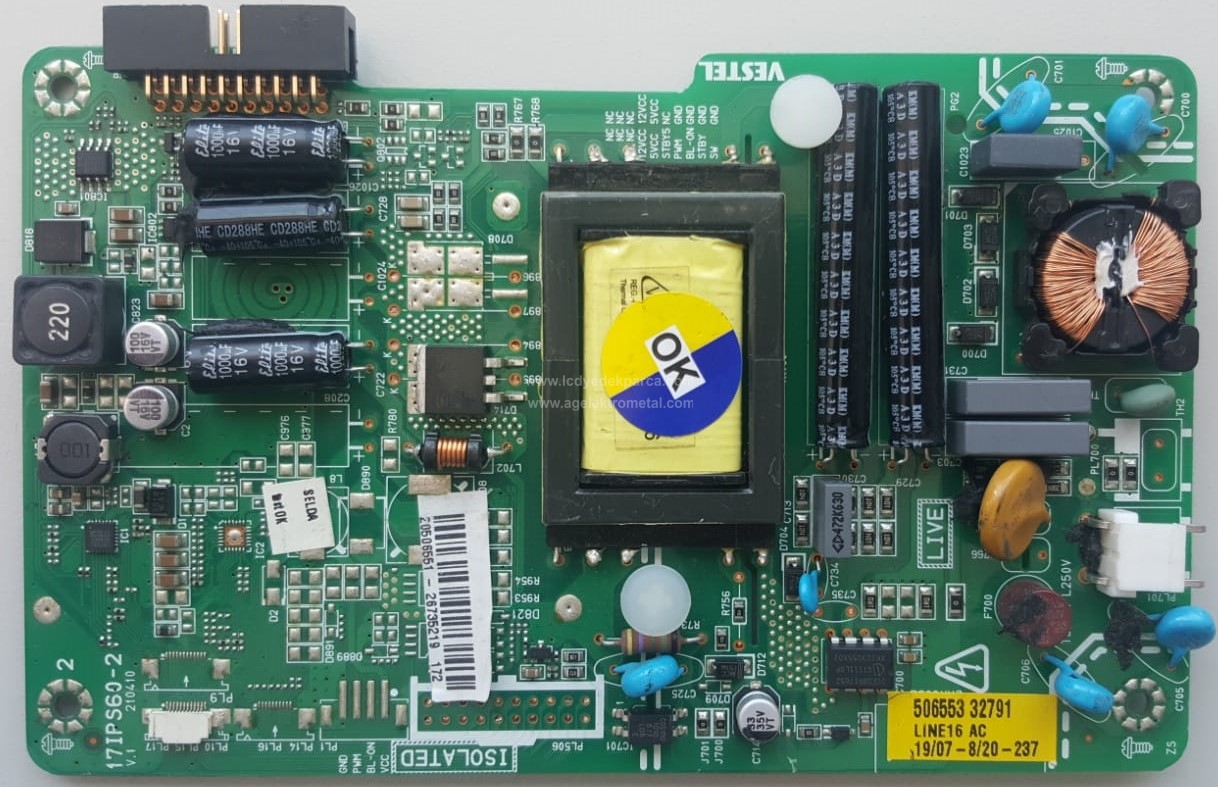 17IPS60-3 , 20506551 , VESTEL , Power Board , Besleme Kartı , PSU - 1