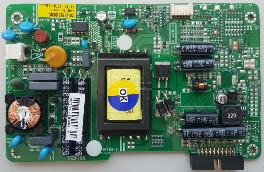 17IPS60-3 , 20573750 , VESTEL , Power Board , Besleme Kartı , PSU - 1