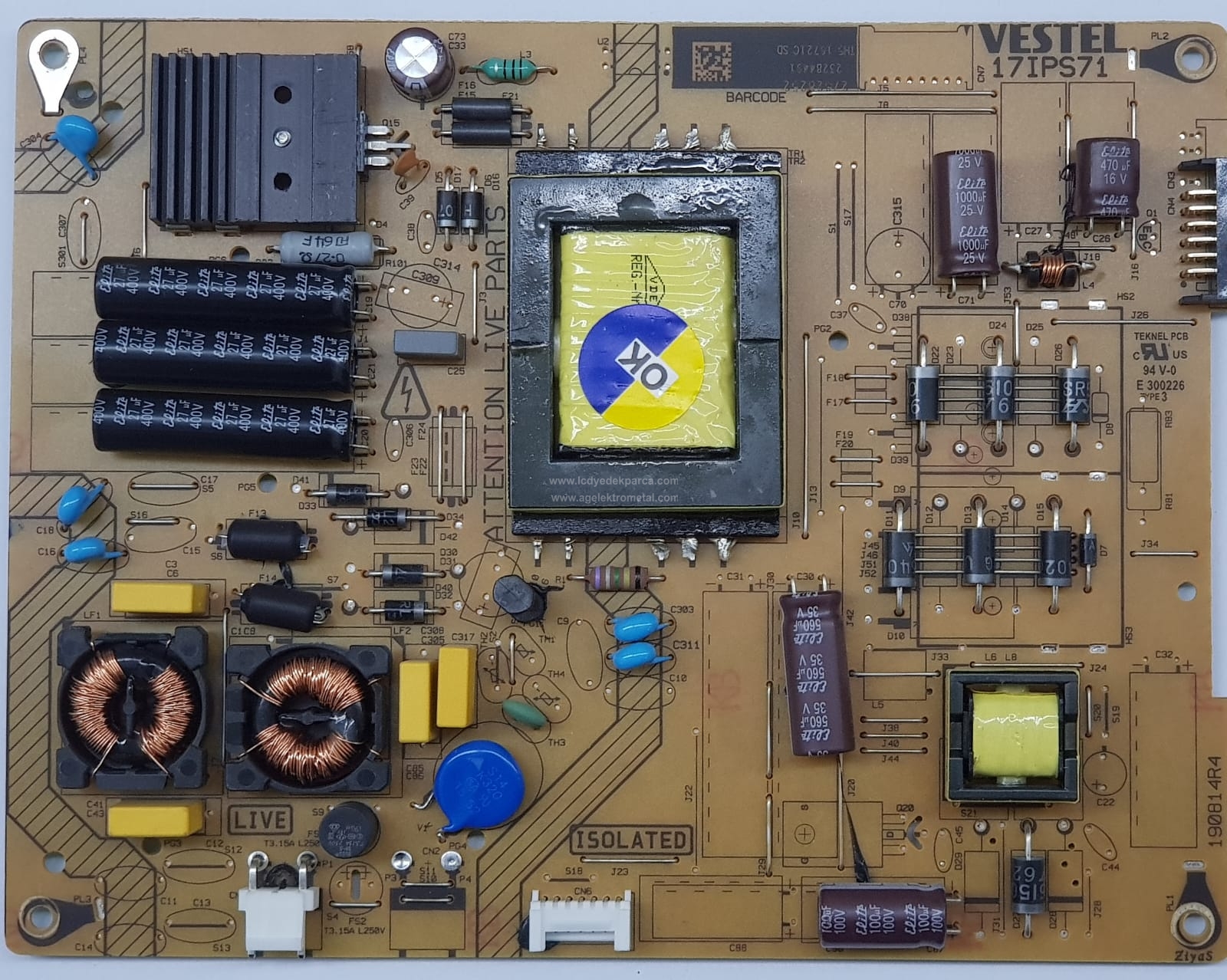 17IPS71 , 23284491 , VESTEL , 43HL500 , Power Board , Besleme Kartı , PSU - 1