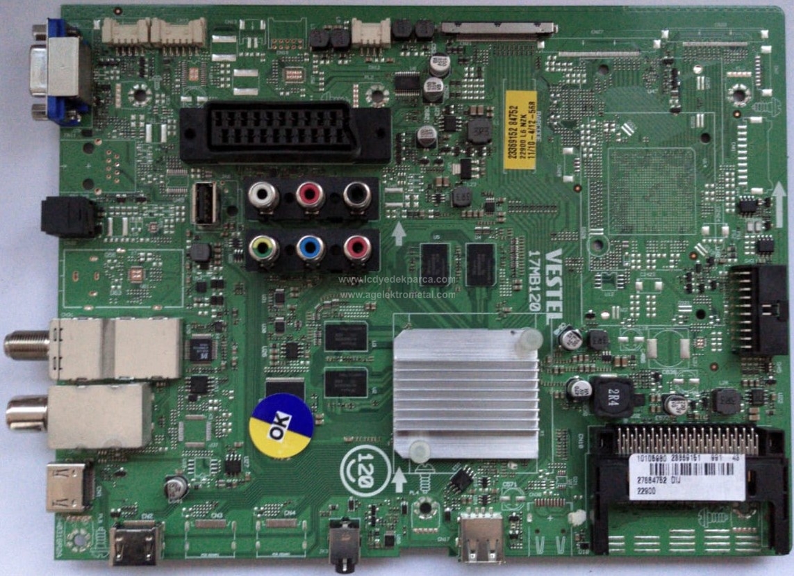 17MB120 , 23369151 , 10105980 , VESTEL , VES430QNDL-2D-U11 , 4K , 43UB775043 , Main Board , Ana Kart - 1