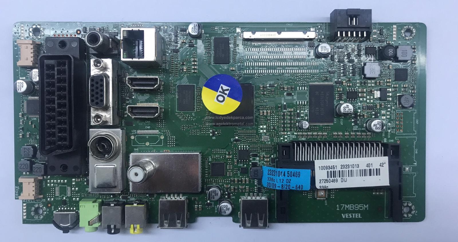 17MB95M , 23231013 , 10093451 , VESTEL , 42 3D SMART UYDU ALICILI , VES420UNDL-3D-N01 , Main Board , Ana Kart - 1