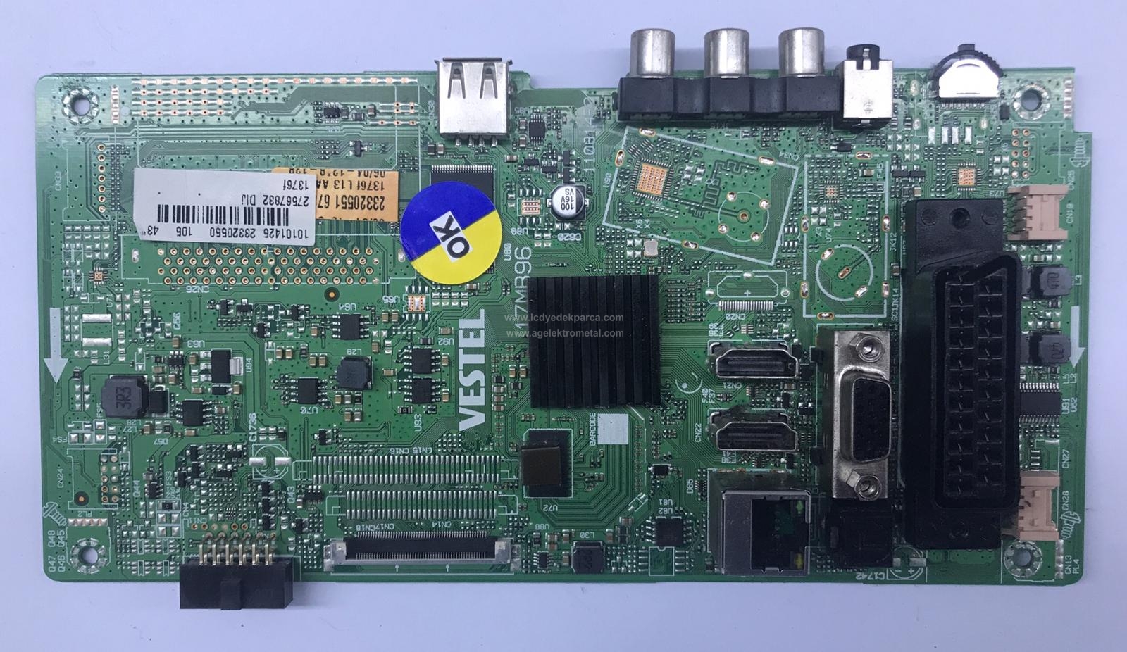 17MB96 , 23320550 , 10101425 , VESTEL , VES430UNDL-2D-N12 , 43FA7000 , 17MB62-2.6 , 23052652 , 10078030 VESTEL , LC420EUN , 42PF6013 , Main Board , Ana Kart - 1
