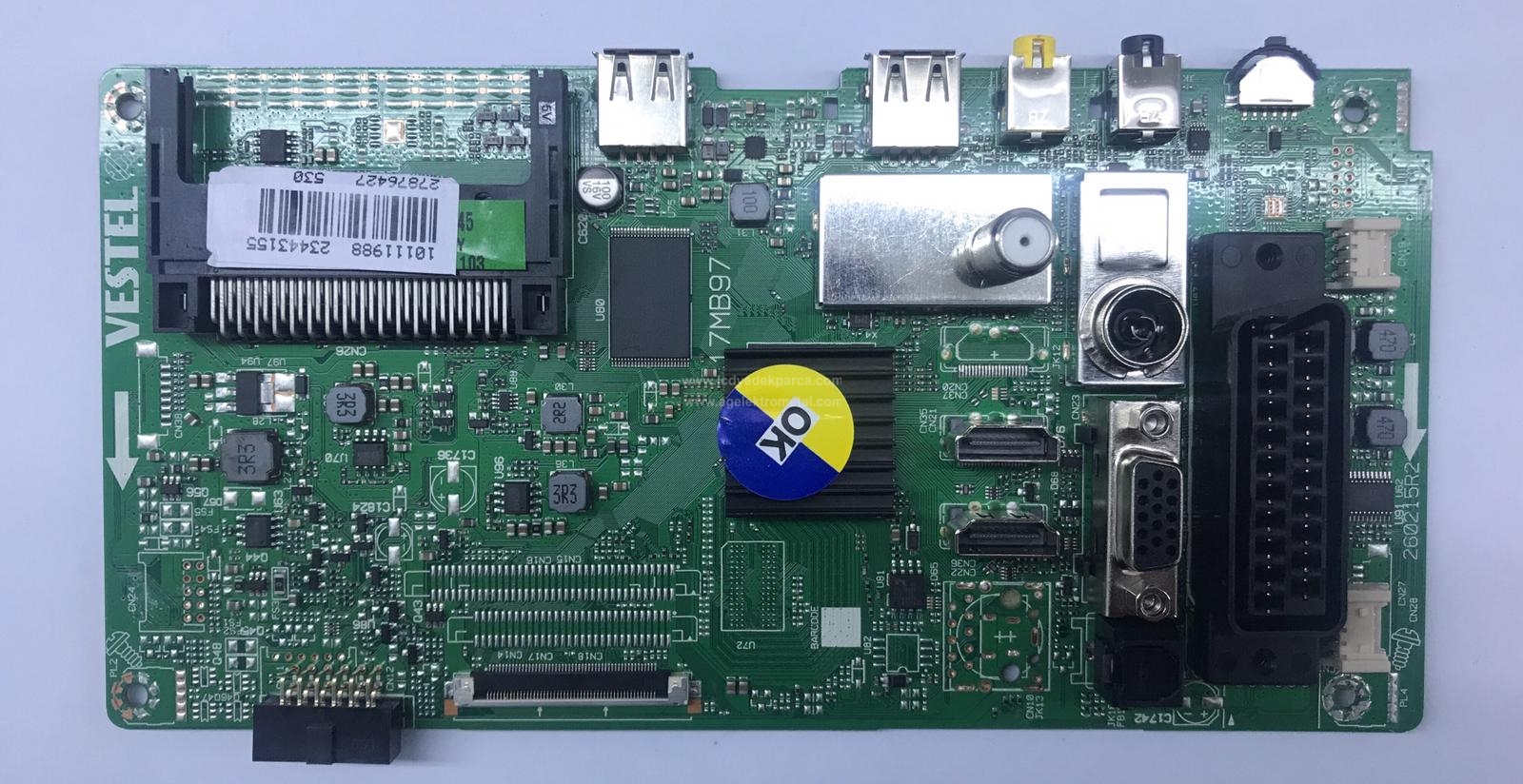 17MB97 , 23443155 , 10111988 , VESTEL , 43HL555 , VES430UNDA-2D , Main Board , Ana Kart - 1