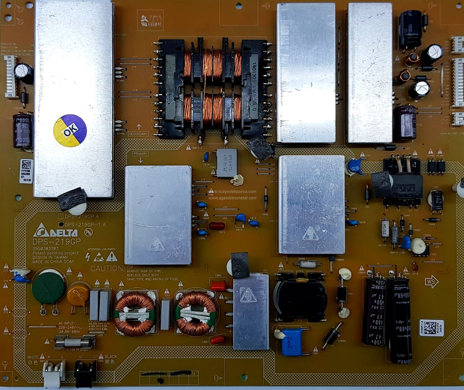 DPS-219GP , DPS-219GP-1 A , 2950303707 , VYF910R , ARÇELİK , LTA400HF31 , B40-LW-8376 , V500HJ1-LE1 , 50LEL2B , Power Board , Besleme Kartı , PSU - 1