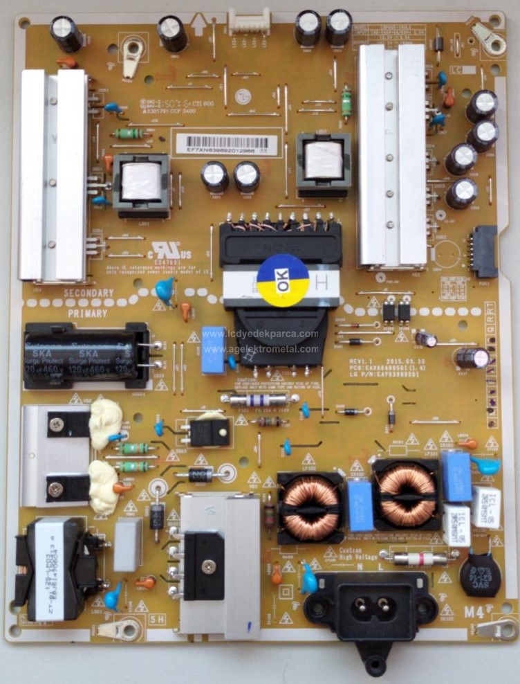 EAX66490501 , (1.4) , EAY63989201 , LGP49E-15UL2 , LG , 49UH600 , 49UF6807 , LC490EQE , LC490EGG FH M1 , Power Board , Besleme Kartı , PSU - 1