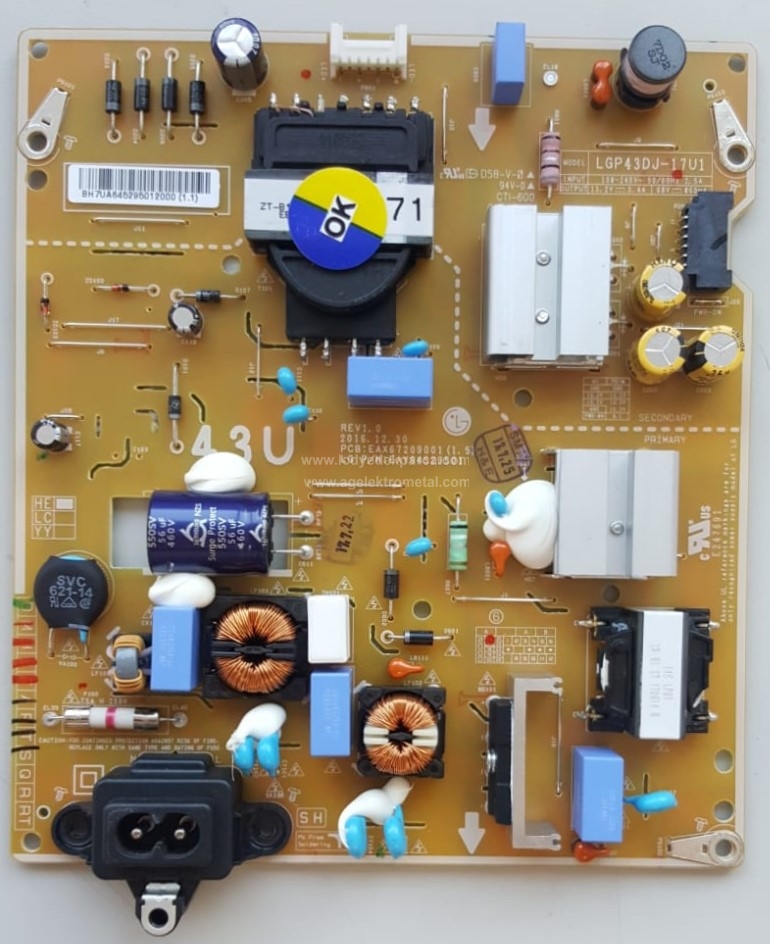 EAX67209001 , (1.5) , EAY64529501 , LGP43DJ-17U1 , 43UJ630 , Power Board , Besleme Kartı , PSU - 1