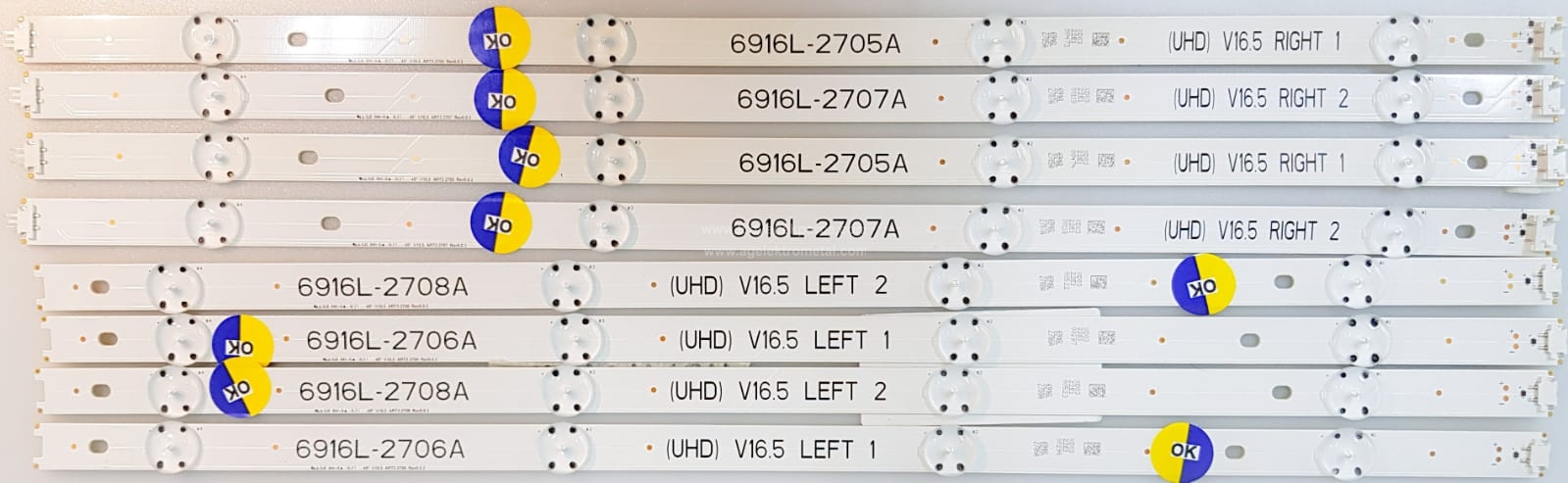 LG , LC490DGE FJ M2 , 49UH610 , 49 V16.5 ART3 2708 REV0.0 2 , 49 V16.5 ART3 2705 REV0.0 , REV00.2 , 6916L-2705A , 6916L-2706A , 6916L-2707A , 6916L-2708A , LC490DGE FJ M2 , 8 ADET LED ÇUBUK - 1